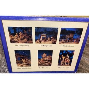 Vintage Roman Wood Nativity Picture Blocks 6 Scenes With Box